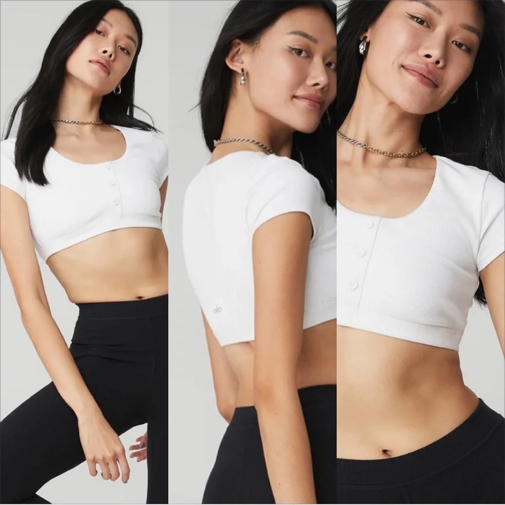 ALO Yoga Blissful Henley Bra Top